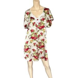 Vintage Lucie Ann II Silky Floral Sleepwear 2 Piece Set Made In USA